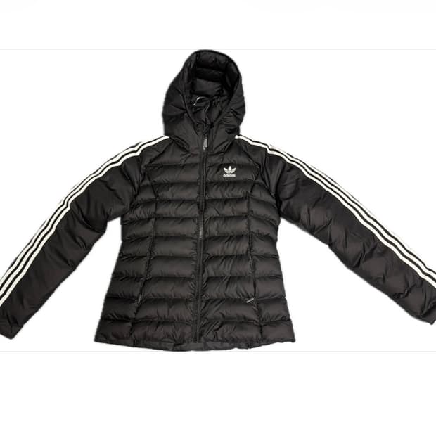 아디다스 삼선 후드 슬림핏 패딩 블랙(s)