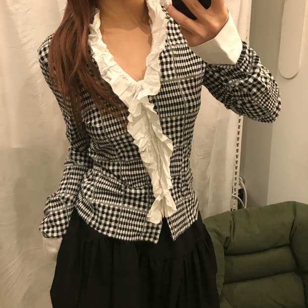 Naracamic 나라카미체 로걀 러플 프릴 블라우스
