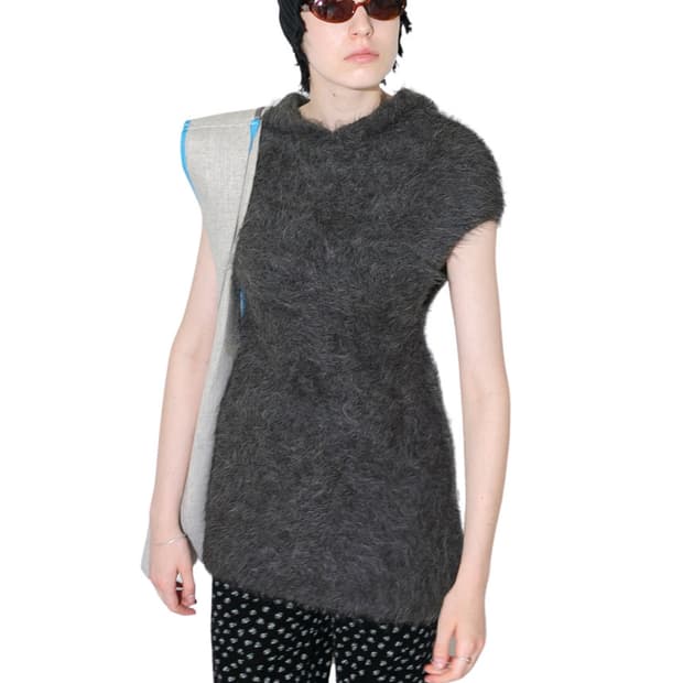 Hairy alpaca knit mini dress (그레이)