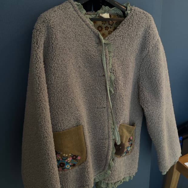 자수 레이스 보들보들 털 후리스