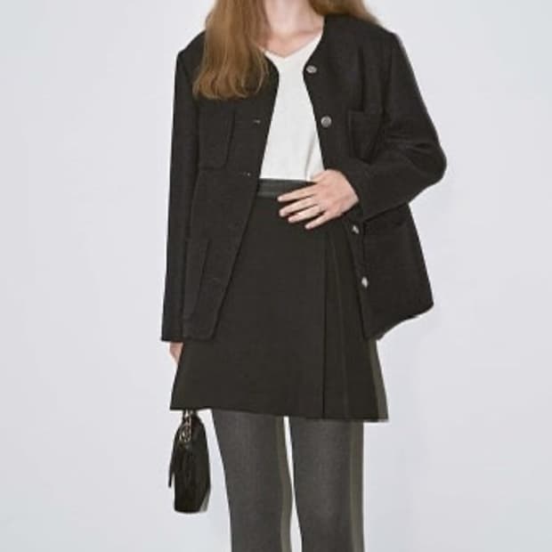 [새상품,품절상품] 던스트 DUNST 레더 포인트 울 스커트