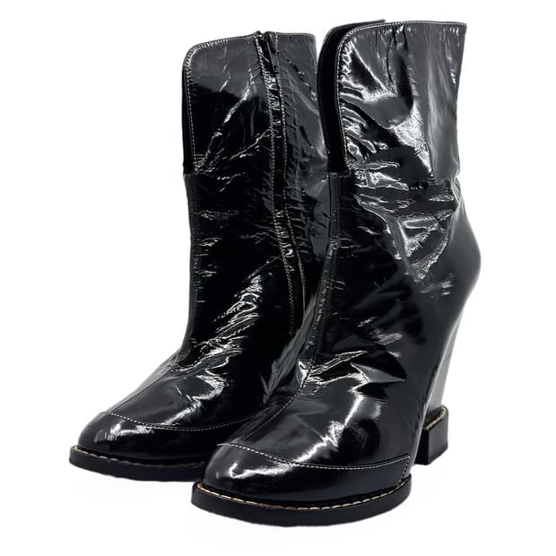 Chloe Patent Leather Wedge Boots/ 37
