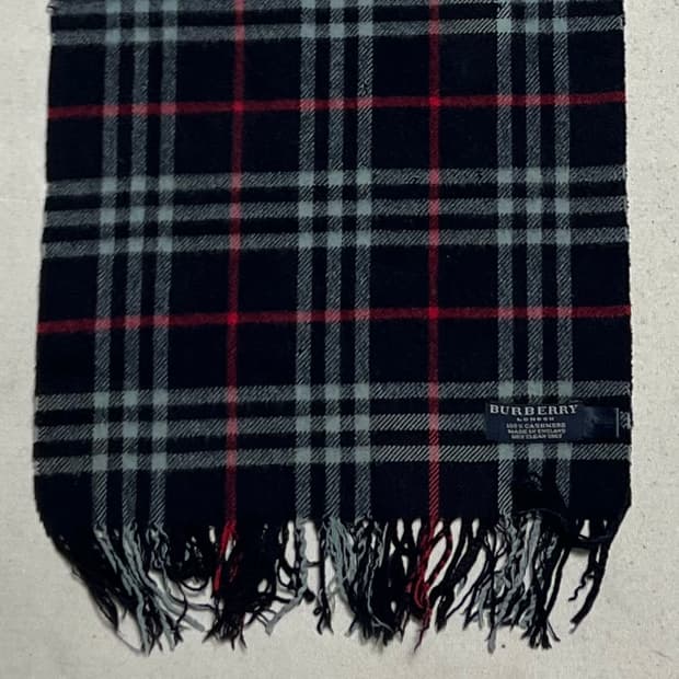 OS 버버리 네이비 노바체크 캐시미어 머플러