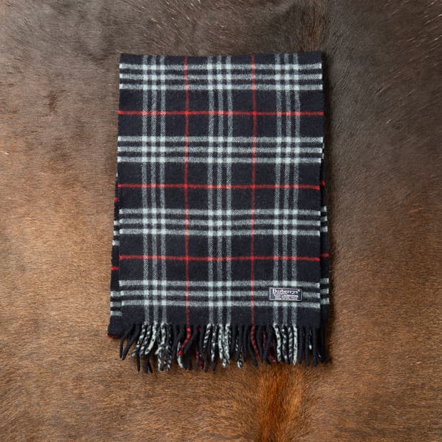 [정품] 90s 버버리 Burberrys 램스울 머플러 노바체크 네이비 