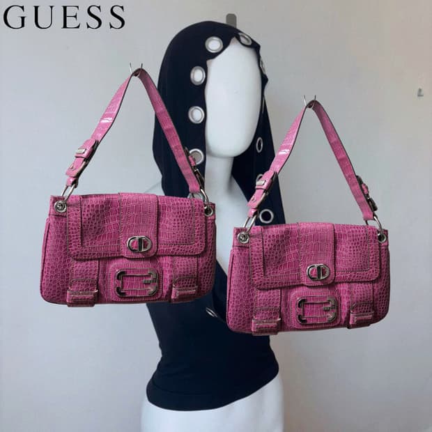 GUESS y2k Pink phyton Glossy Bag