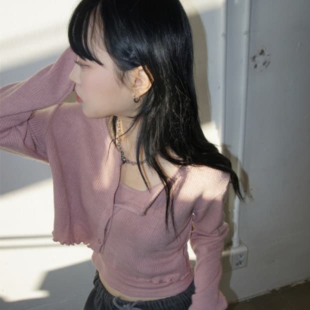 김아홉 핑크 나시 가디건 세트