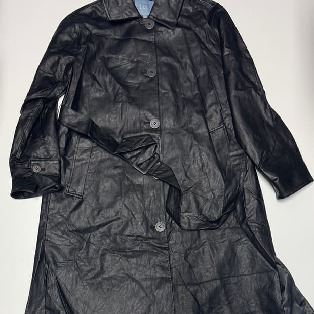 LBL 여성 미니멀 벨티드 합성 가죽 코트 55