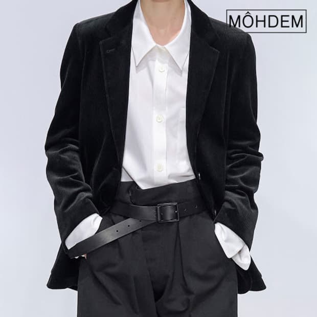 [Unisex] 레이어드 미니멀 소가죽 벨트 블랙