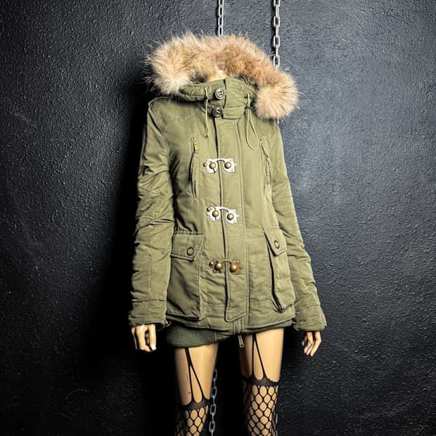 Vintage Fur Hood Short Parka