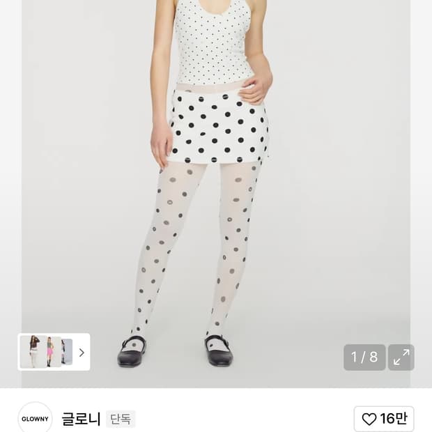 구해요) 글로니 와일드 미니 스커트 화이트 도트