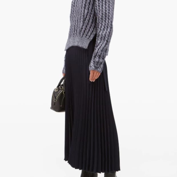 끌로에 정품 여성 청키 울 블랜드 케이블 스웨터 네이비 M