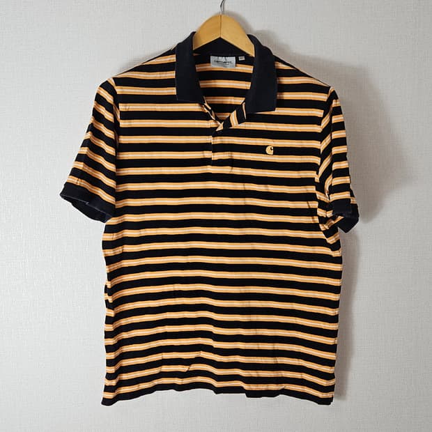 칼하트 wip 카라티 폴로 반팔 피케티 오렌지블랙 L