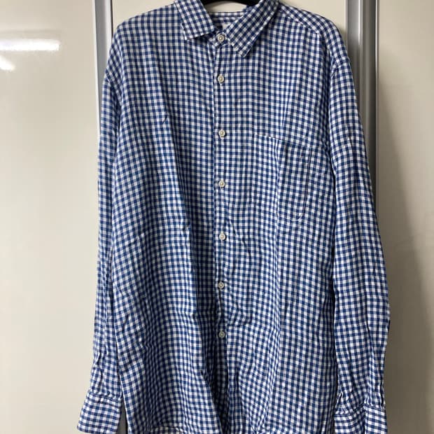 유니클로 블루체크 린넨셔츠 XL