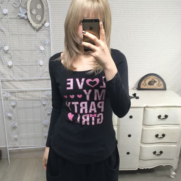 일본빈티지 펑크 블랙 리본큐빅 티셔츠