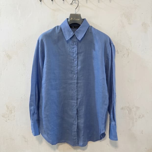 ZARA 블루 린넨 셔츠 S