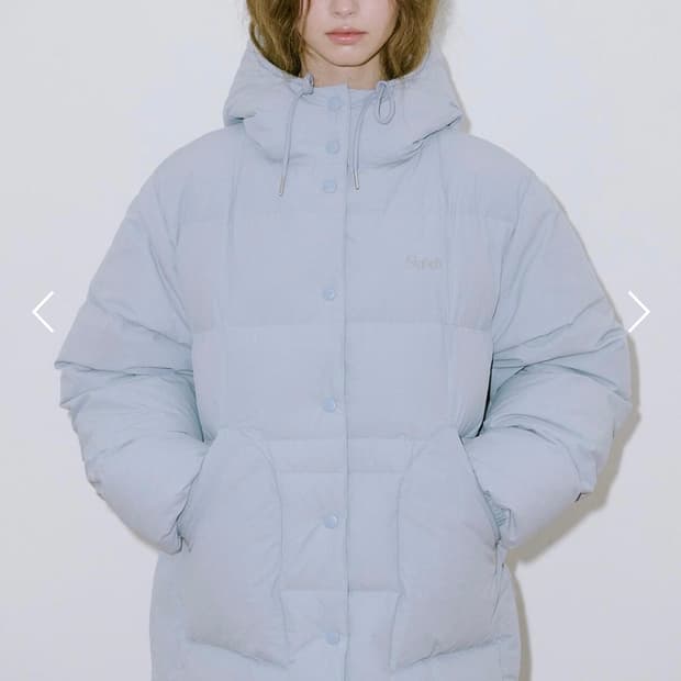 (택포) 류진착용 시눈 후디 푸퍼 자켓 그레이시블루