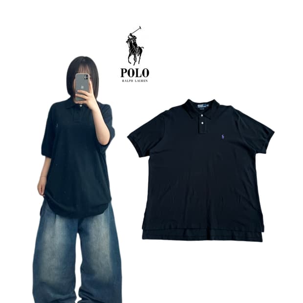 폴로 포니 PK 카라 반팔 티셔츠 블랙