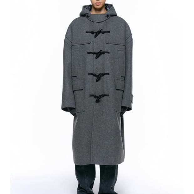인사일런스 오버사이즈 더플코트 그레이 s