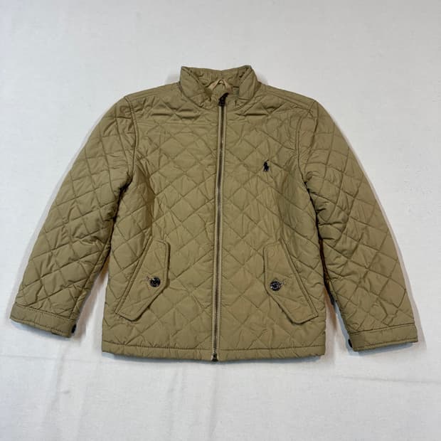 7T) 폴로 랄프로렌 퀼팅 자켓 카키색 아동용