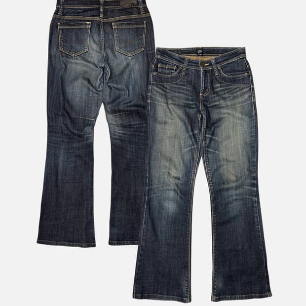 C17 dark fade low-rise boots-cut jean