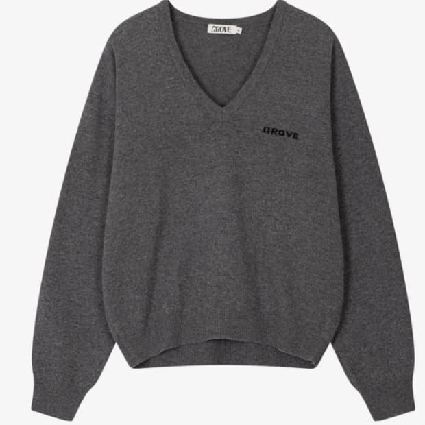 그로브스토어 그로브 브이넥 니트 차콜
