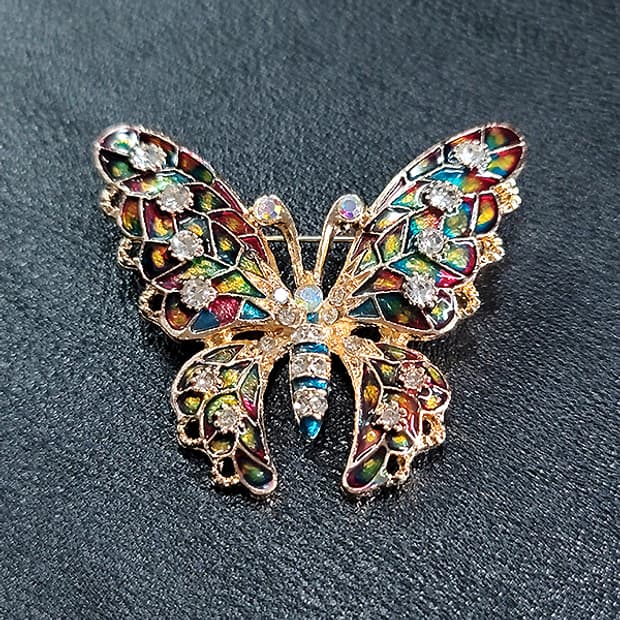 Fiorent 브로치 남자 여자 엔틱 빈티지 명품 에나멜 보석 나비