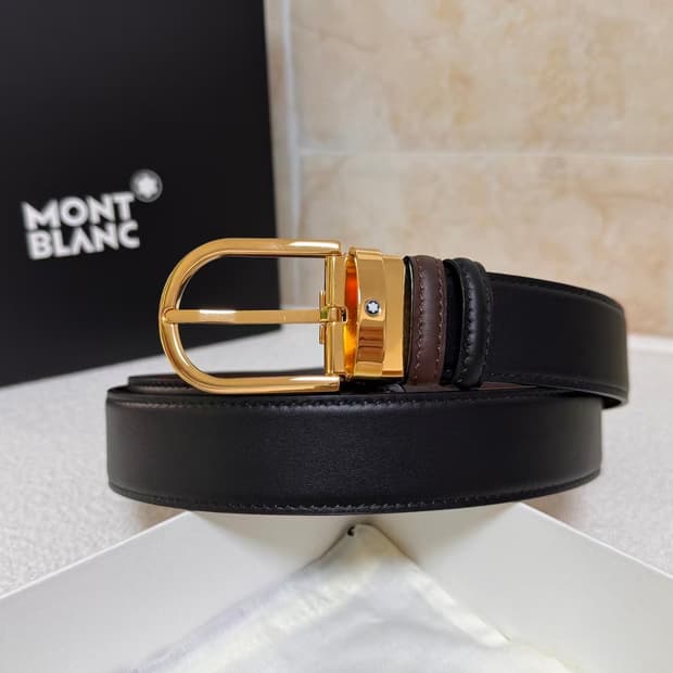 【정품】몽블랑 골드 버클 가죽 벨트 90cm/3.5cm