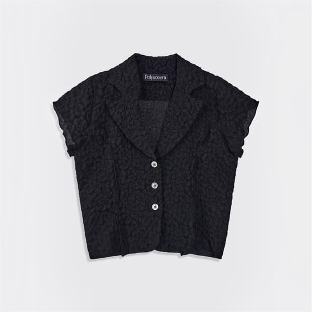 폴리수엠 FLOWER CROPPED SHIRT BLACK