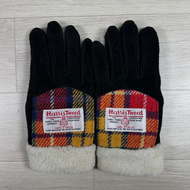 해리스 트위드 울 체크 여자 장갑