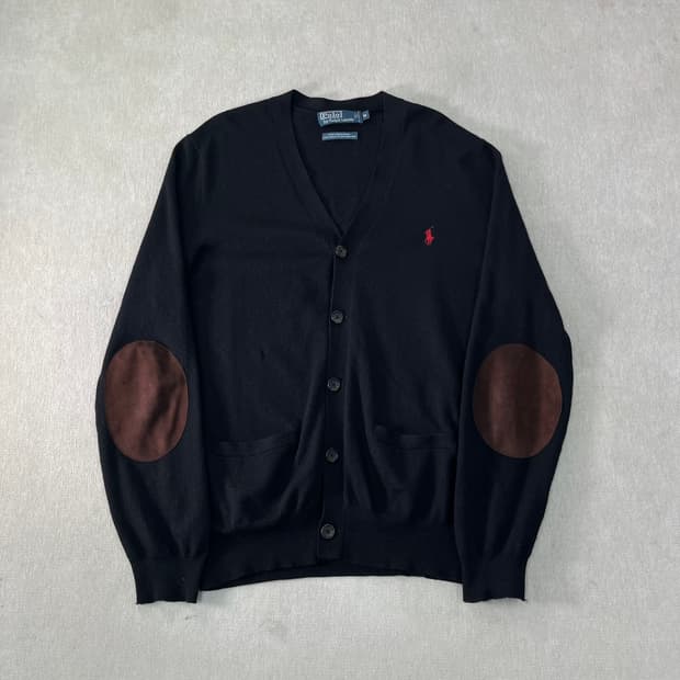 100 폴로랄프로렌 메리노울 엘보우패치 가디건