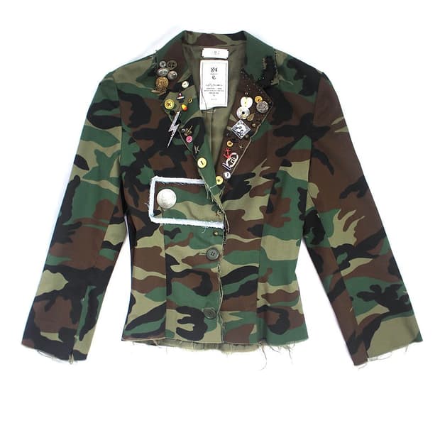 Distressed camo antique charm mix jacket