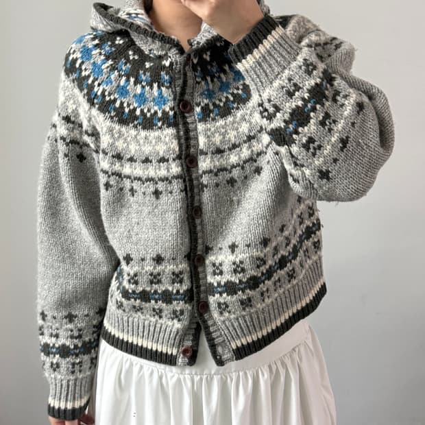 유라고 자카드 후디 가디건