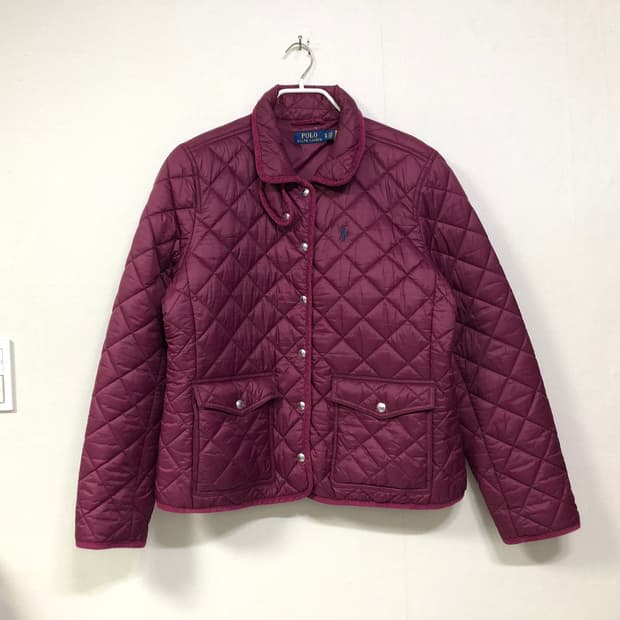 폴로 랄프로렌 여성 나일론 다이아몬드 퀼팅 누빔 자켓 XL _ 마젠타