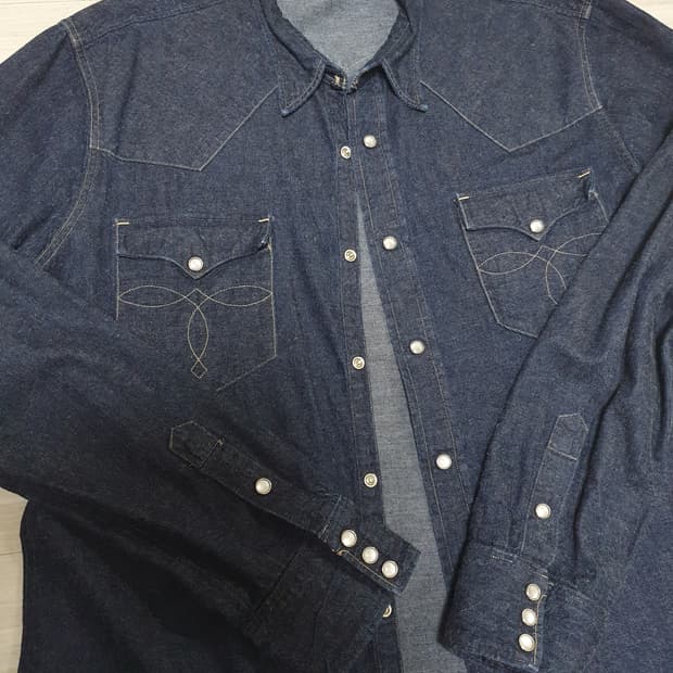 [XL] RRL 데님 웨스턴셔츠 택사이즈XXL 수선제품