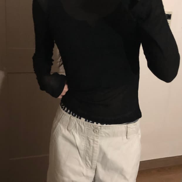 H&M 시스루 롱슬리브 블랙