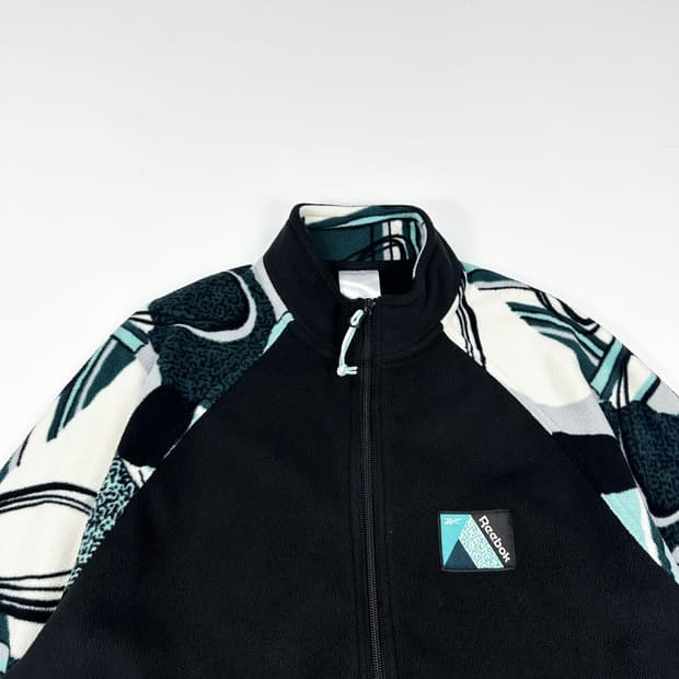 리복 클래식 블랙 패턴 반집업 후리스 (M)