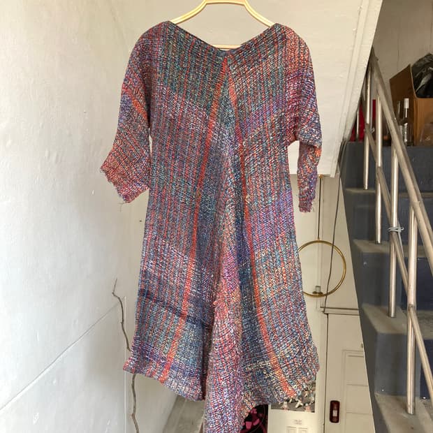 케이블 직조 사선 언발 컷팅 원피스