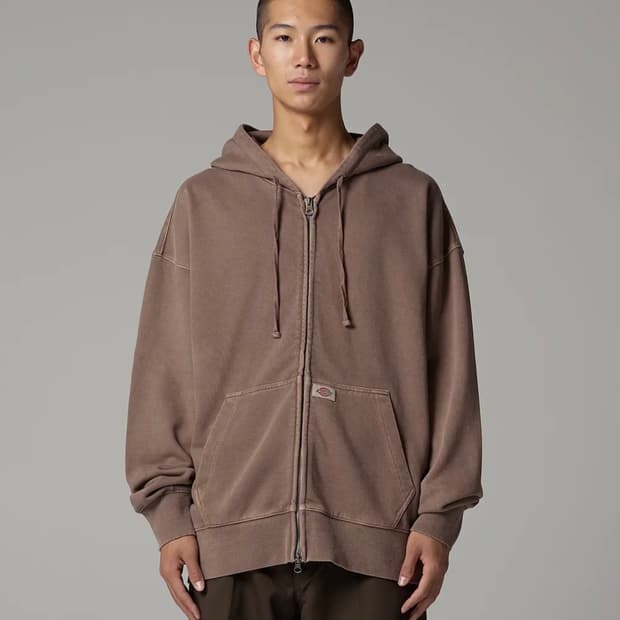 디키즈 베이직 후드집업 브라운 M