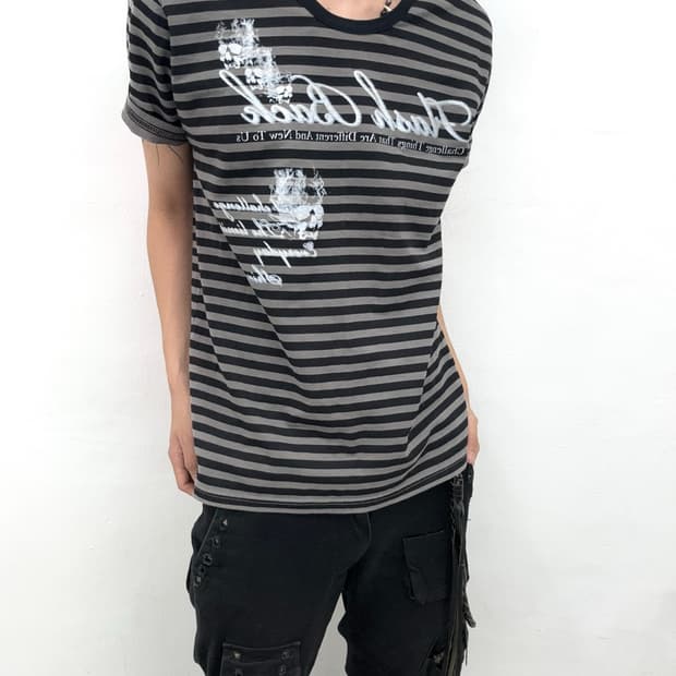 Bonvet stripe ghost skull top