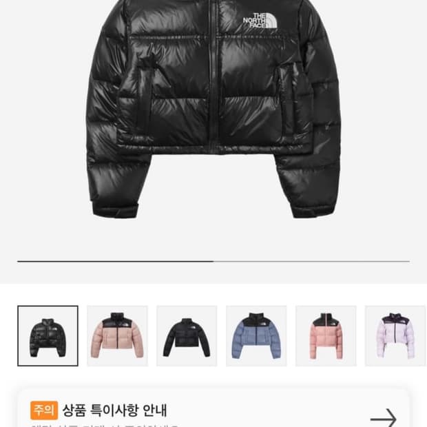 노스페이스 크롭패딩