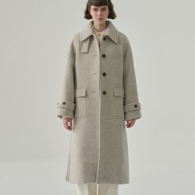 드로우핏우먼 래빗 앙고라 울 발마칸 롱 코트 오트밀