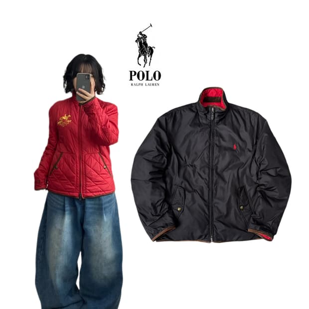 폴로 포니 리버시블 퀼팅 폴리쉘 점퍼 