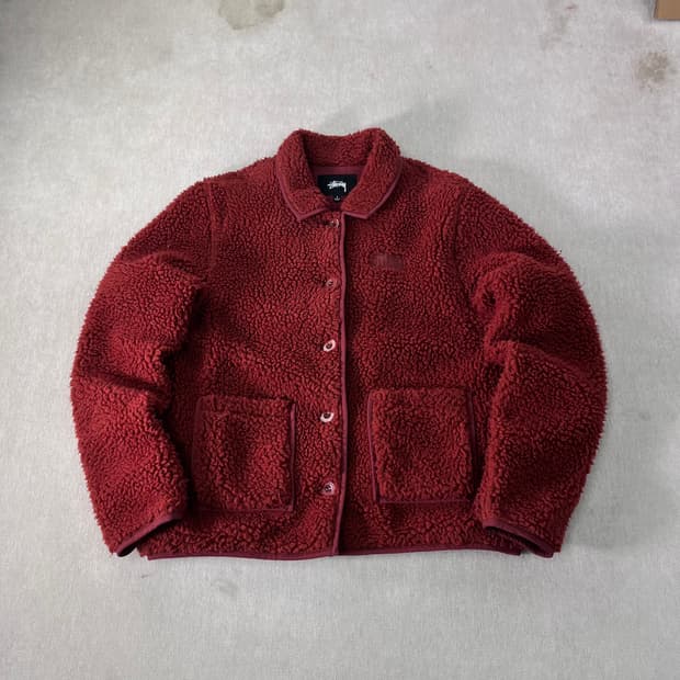 95 스투시 쉐르파 버튼 자수 카라넥 플리스 자켓 