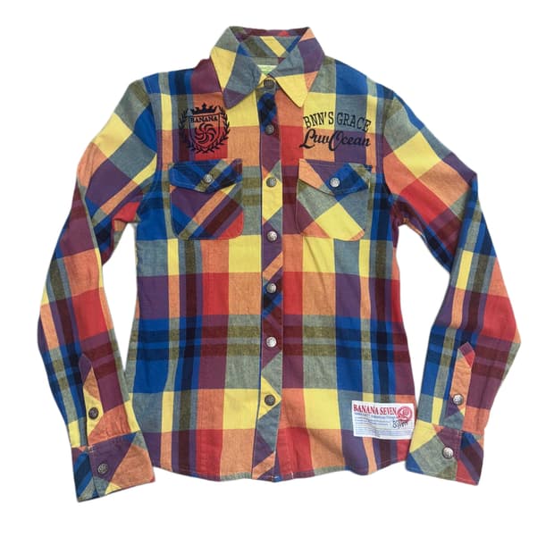 Banana Seven 캐주얼 버튼다운 체크셔츠