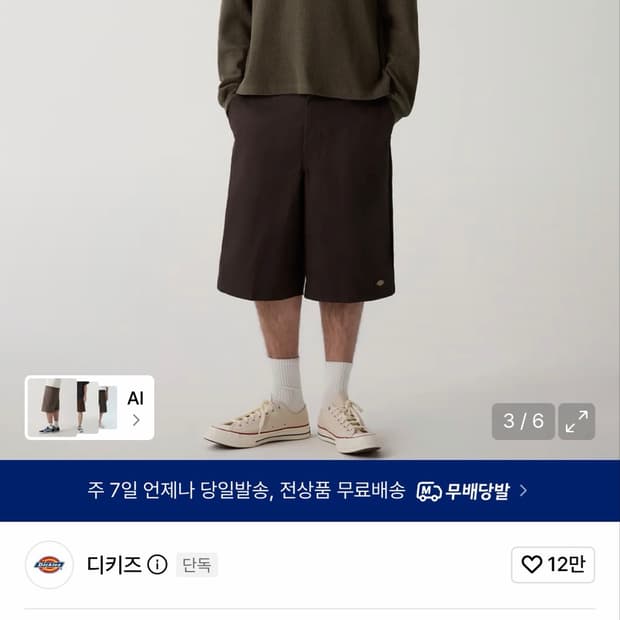 Dickies 루즈핏 워크쇼츠 32size 다크브라운