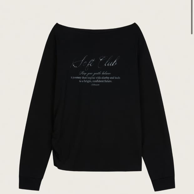 클리시어 소프트클럽 원숄더 스웻셔츠 블랙
