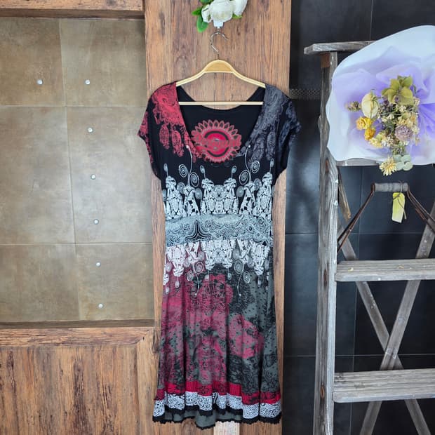Desigual 시그니처 그래픽 보헤미안 원피스