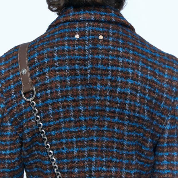 [Women]Alpaca Blazer (M, Blue/Brown)