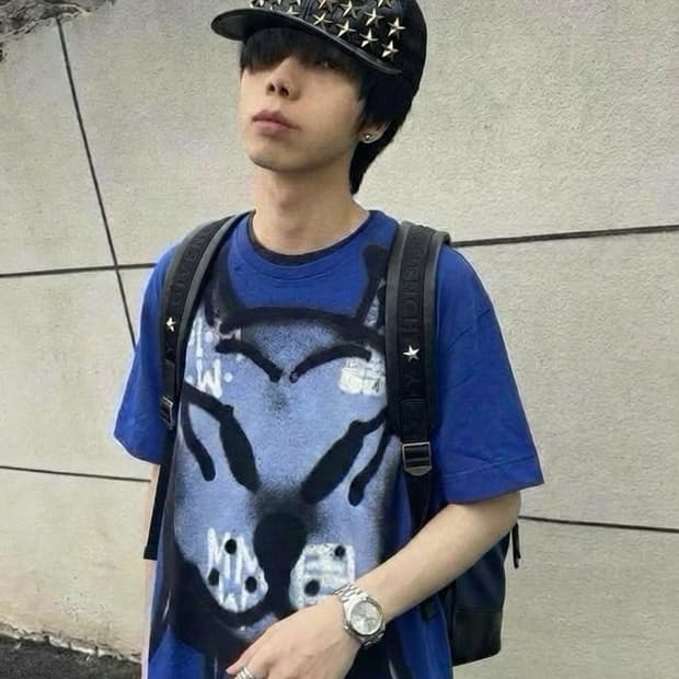 지방시 x 치토 워싱 블루 그래피티 반팔티