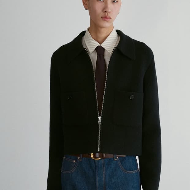 렉토 애즈라 컴팩트 니트 집업 점퍼 블랙